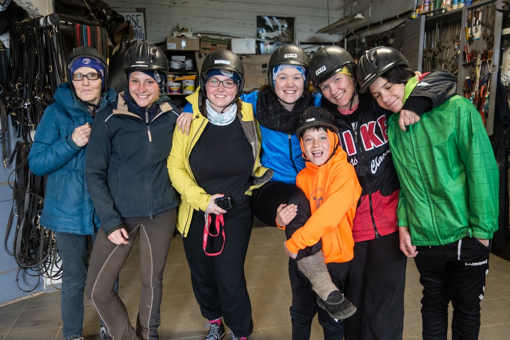 Benna, Kata (our guide), Anna, Dagbjort, Marks, Inga, and Gujn.<br />Horseback riding with Plar Hestar.<br />May 30, 2015 - Grtubakki, Iceland.