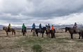 The whole group: Anna, Gujn, Dagbjrt, Benna, Egils, Marks, and Inga.<br />Horseback riding with Plar Hestar.<br />May 30, 2015 - Grtubakki, Iceland.