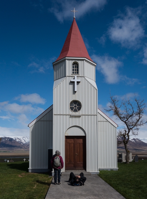 Joyce and Eric.<br />At this site Snorri, Gudrid's son born in North America, build a church for Gudrid sometime in the early 11th century.<br />May 31, 2015 - Glambr, Iceland.