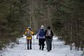 Joyce, Lynn, Carol, and Nancy on their way.<br />Hike along Greeley Pond Trail.<br />Jan. 30, 2016 - Near Waterville Valley Ski Area, New Hampshire.