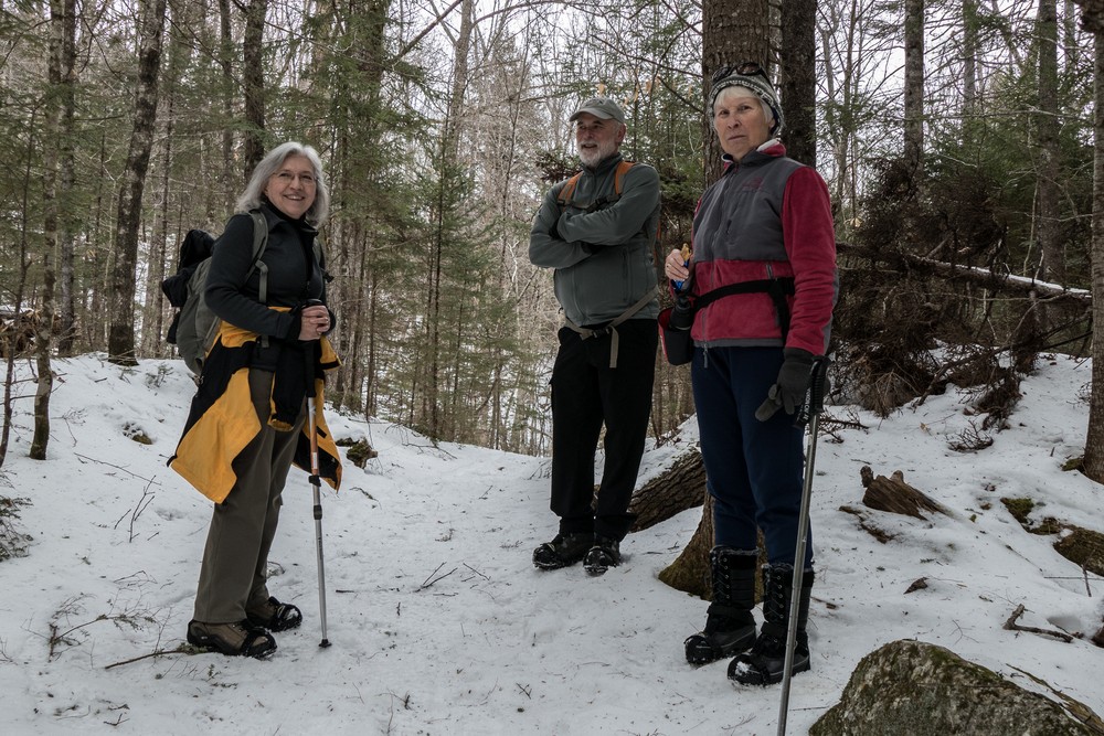 Joyce, Fred, and Nancy.<br />Short hike along Chickenboro Brook.<br />Jan. 31, 2016 - Thornton, New Hampshire