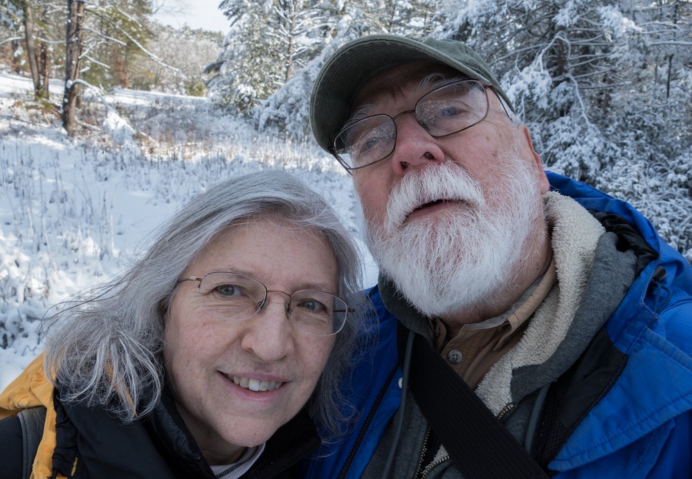 Selfie of Joyce and Egils.<br />Day after a snowstorm.<br />Feb. 6, 2016 - Maudslay State Park, Newburyport, Massachusetts.