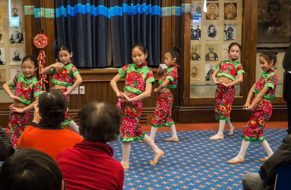 Young dancers.<br />Chinese New Year celebration at the public library.<br />Feb. 13, 2016 - Andover, Massachusetts.