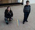 Miranda and Matthew posing with a spectrum of light.<br />Feb. 14, 2016 - At the Peabody Essex Museum in Salem, Massachusetts.