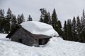 Joyce at the Shasta Alpine Lodge, closed at this time.<br /> Feb. 16, 2016 - Above Bunny Flat on skirt of Mt. Shasta, California.