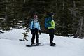 Melody and Sati snowboarding.<br /> Feb. 16, 2016 - Above Bunny Flat on skirt of Mt. Shasta, California.