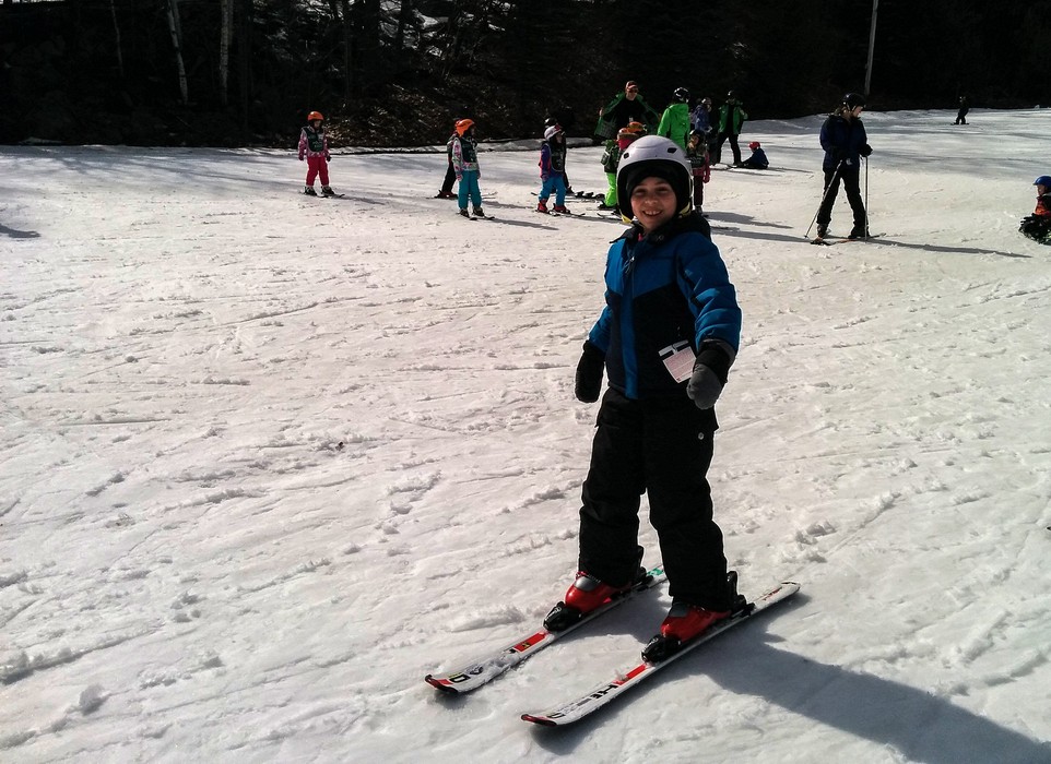Matthew making progress on 2nd day on skis.<br />Feb. 28, 2016 - Wachusett Mountain, Massachusetts.