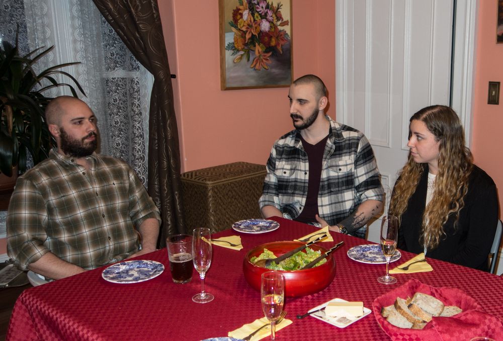 TJ, Vlad, and Marissa.<br />Tom's birthday.<br />March 12, 2016 - At Paul and Norma's in Tewksbury, Massachusetts.
