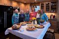 Nancy, Joyce, Kathleen, Carol, Moe, and Lynn and their appetizers.<br />March 19, 2016 - At Michael and Kathleen's in Campton, New Hampshire.