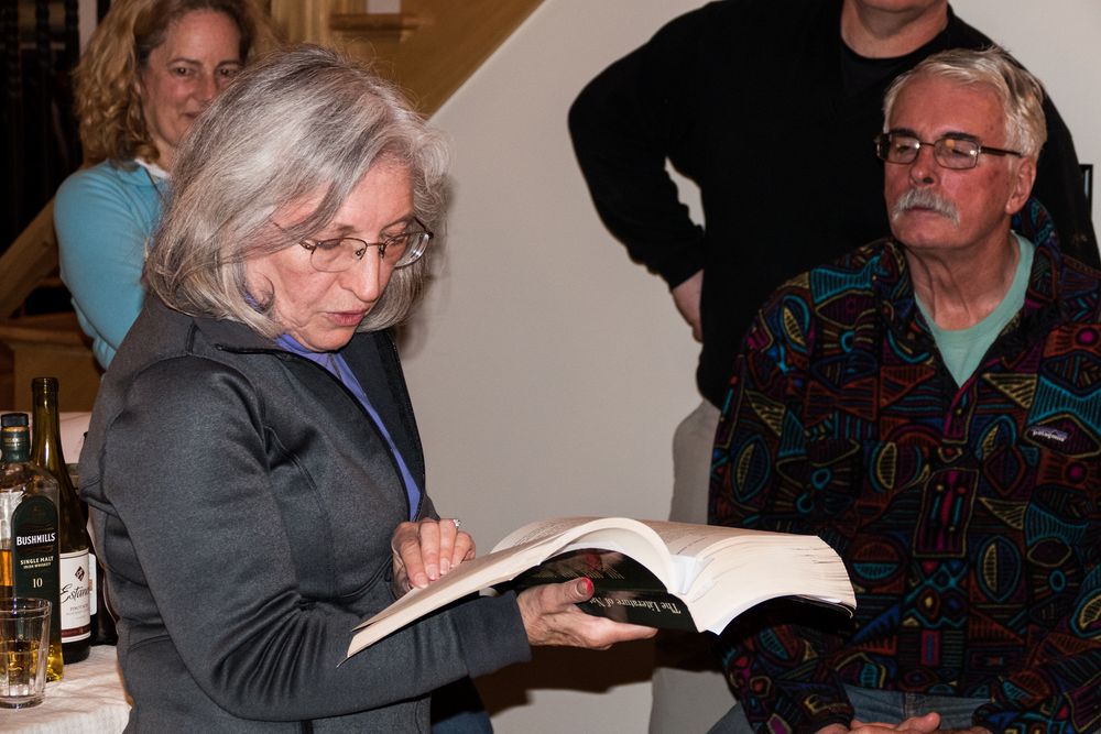 Joyce reading a spring related story.<br />March 19, 2016 - At Michael and Kathleen's in Campton, New Hampshire.