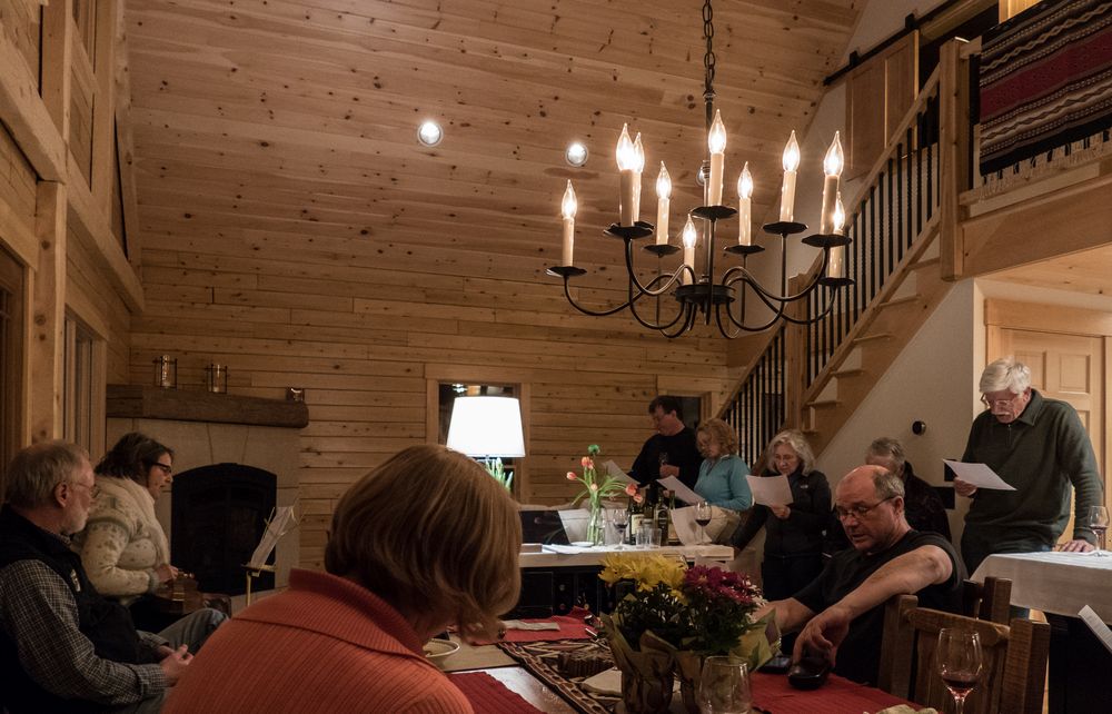 While Moe plays, everyone sings along.<br />March 19, 2016 - At Michael and Kathleen's in Campton, New Hampshire.