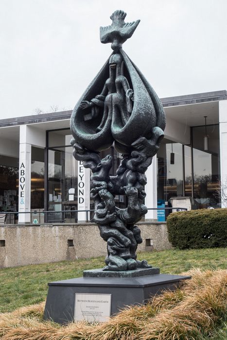 'Between Heaven and Earth', sculpture by Jacques Lipchitz in the grounds of the public library.<br />March 23, 2016 - Hasting-On-Hudson, New York.