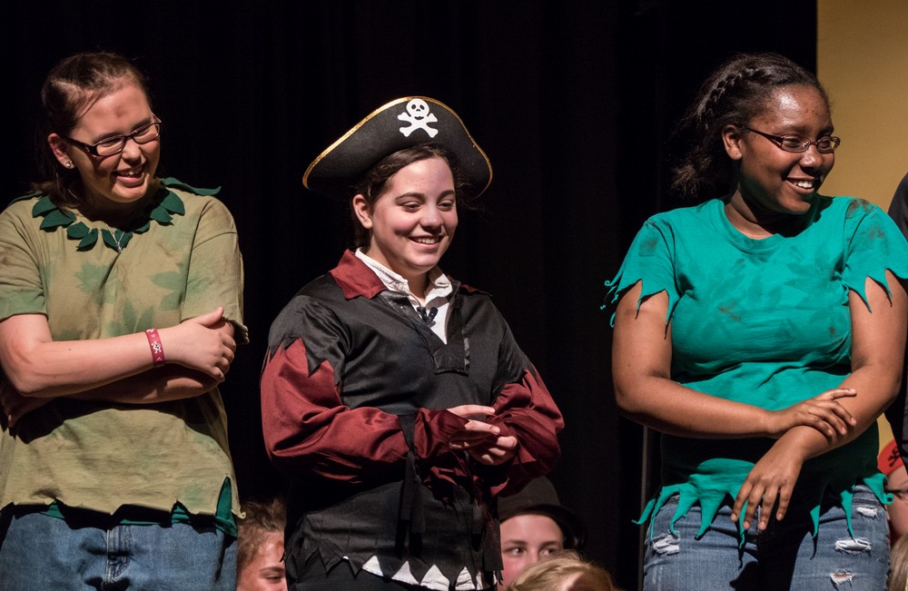 A cast member, Miranda, and Francine.<br />Miscoe Hill Youth Theater's Peter Pan.<br />April 9, 2016 - Miscoe Middle School, Mendon, Massachusetts.