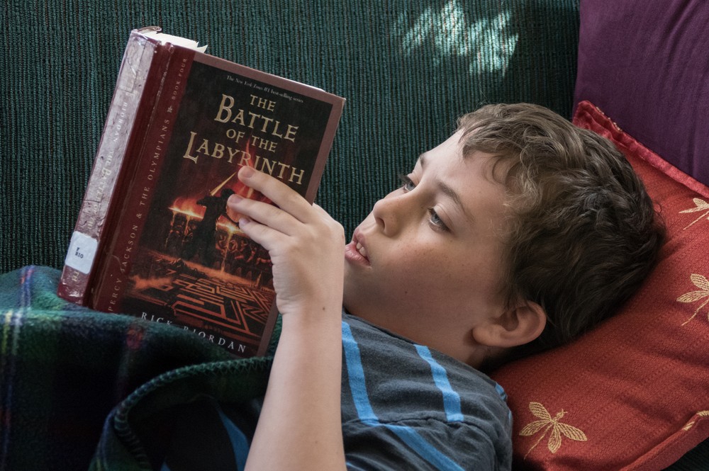 Matthew just got into reading.<br />April 20, 2016 - At home in Merrimac, Massachusetts.