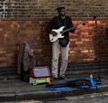 Rob gave this street entertainer a coffee.<br />May 22, 2016 - Columbia Road Flower Market, London, UK.