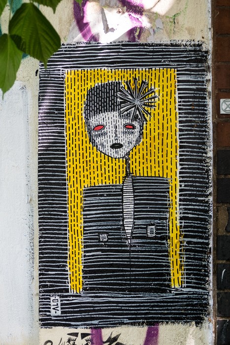 Wall painting on a side street.<br />May 22, 2016 - Columbia Road Flower Market, London, UK.