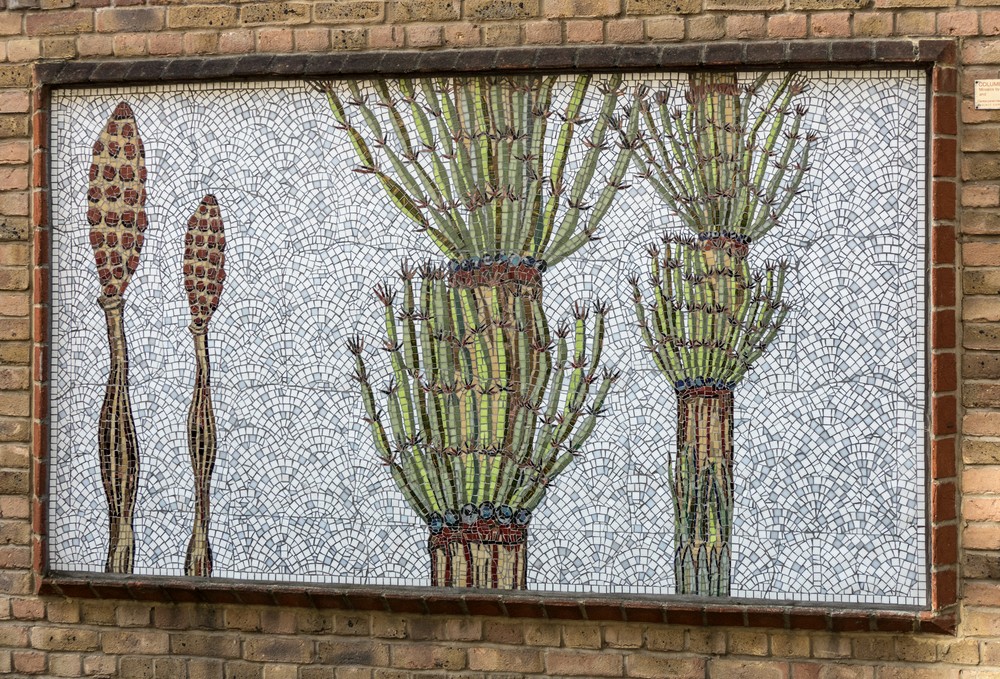Mosaics on another side street.<br />May 22, 2016 - Columbia Road Flower Market, London, UK.