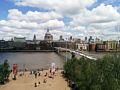 View across the Thames River from balcony of Tate Modern.<br />St. Paul's Cathedral near center.<br />May 22, 2016 - London, UK.