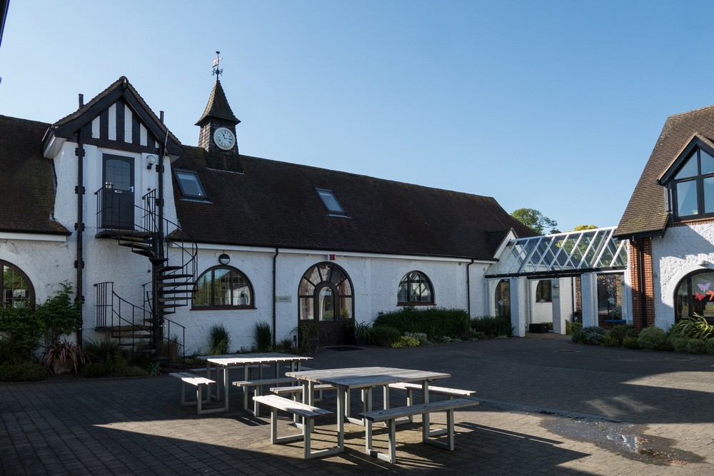 The Scramblers building.<br />ACS International School.<br />May 23, 2016 - Cobham, Surray, England.