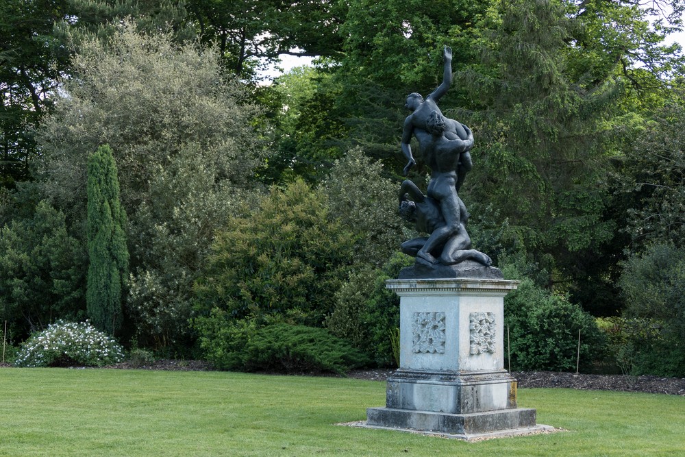 Bronze by Ivor Abrahams, a copy of Giambolgna's 'Rape of the Sabines'.<br />The original is in Florence.<br />May 23, 2016 - Painshill Park, Cobham, Surrey, England.