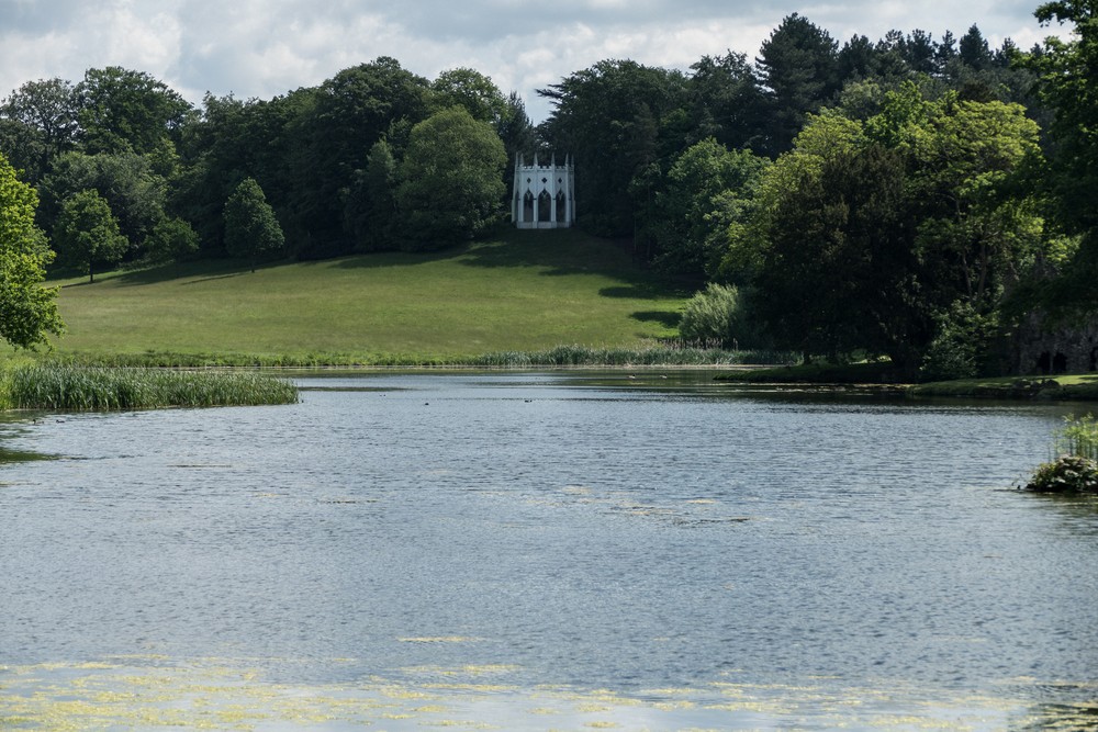 The Gothic Temple from afar.<br />May 23, 2016 - Painshill Park, Cobham, Surrey, England.