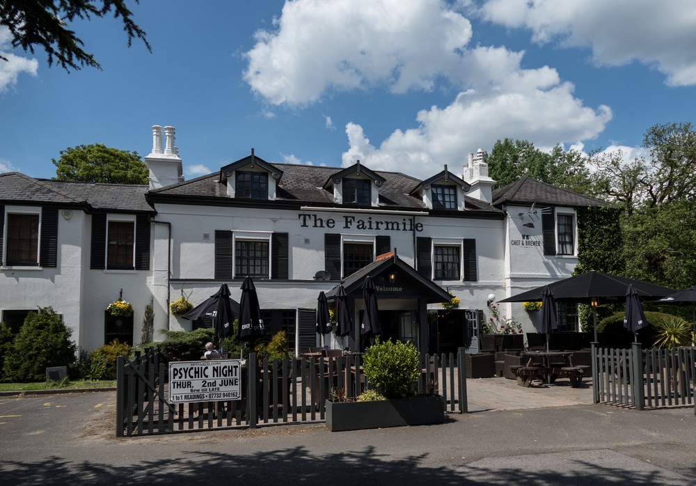 The restaurant and pub at the Premier Inn, our home for the week.<br />May 23, 2016 - Cobham, Surrey, England.