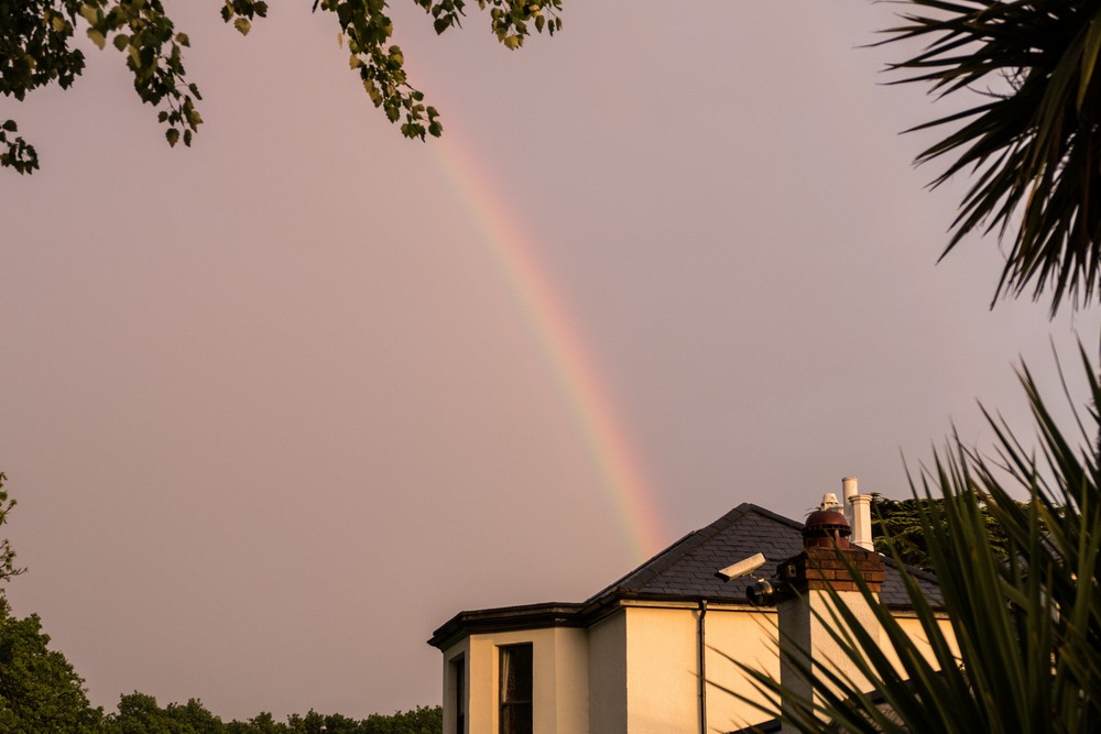 We saw this rainbow from the front door of the inn.<br />May 23, 2016 - Cobham, Surrey, England.