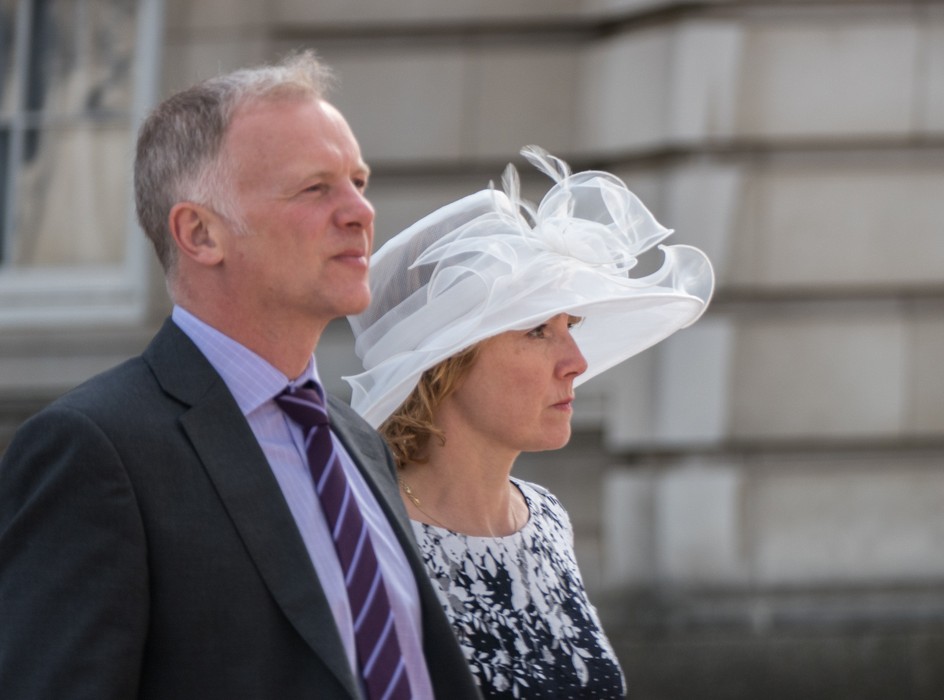 Buckingham Palace garden party guests leaving.<br />May 24, 2016 - London, UK.