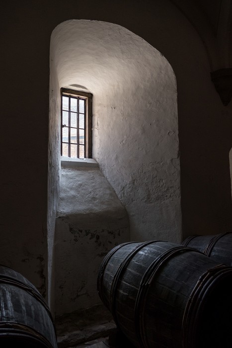 Wine cellar in Henry VIII's Kitchens.<br />Hampton Court Palace.<br />May 27, 2016 - East Molesey, Surrey, UK