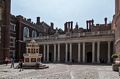 The Colonnade and a fountain in the Clock Court.<br />Hampton Court Palace.<br />May 27, 2016 - East Molesey, Surrey, UK