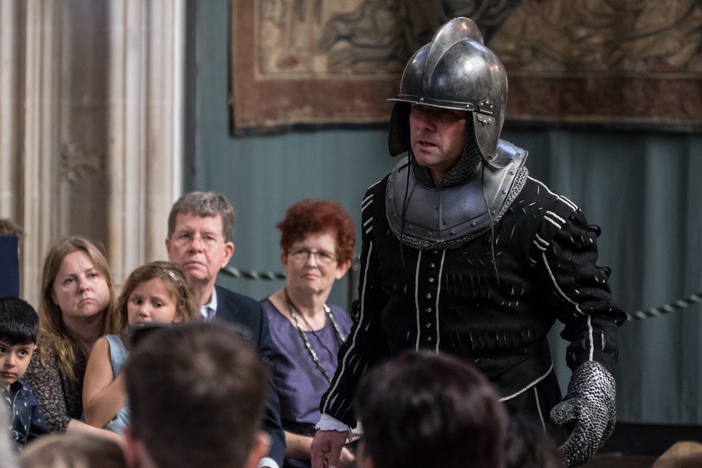 A performance of Shakespeare's Hamlet for the king and queen<br />in the Great Hall in Henry VIII's Apartmants.<br />Hampton Court Palace.<br />May 27, 2016 - East Molesey, Surrey, UK