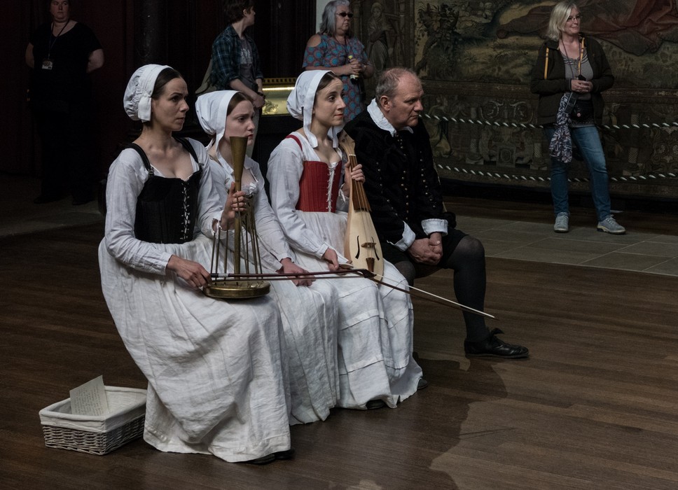 A performance of Shakespeare's Hamlet for the king and queen<br />in the Great Hall in Henry VIII's Apartmants.<br />Hampton Court Palace.<br />May 27, 2016 - East Molesey, Surrey, UK