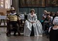 Henry VIII and his queen<br />in the Great Hall in Henry VIII's Apartmants.<br />Hampton Court Palace.<br />May 27, 2016 - East Molesey, Surrey, UK