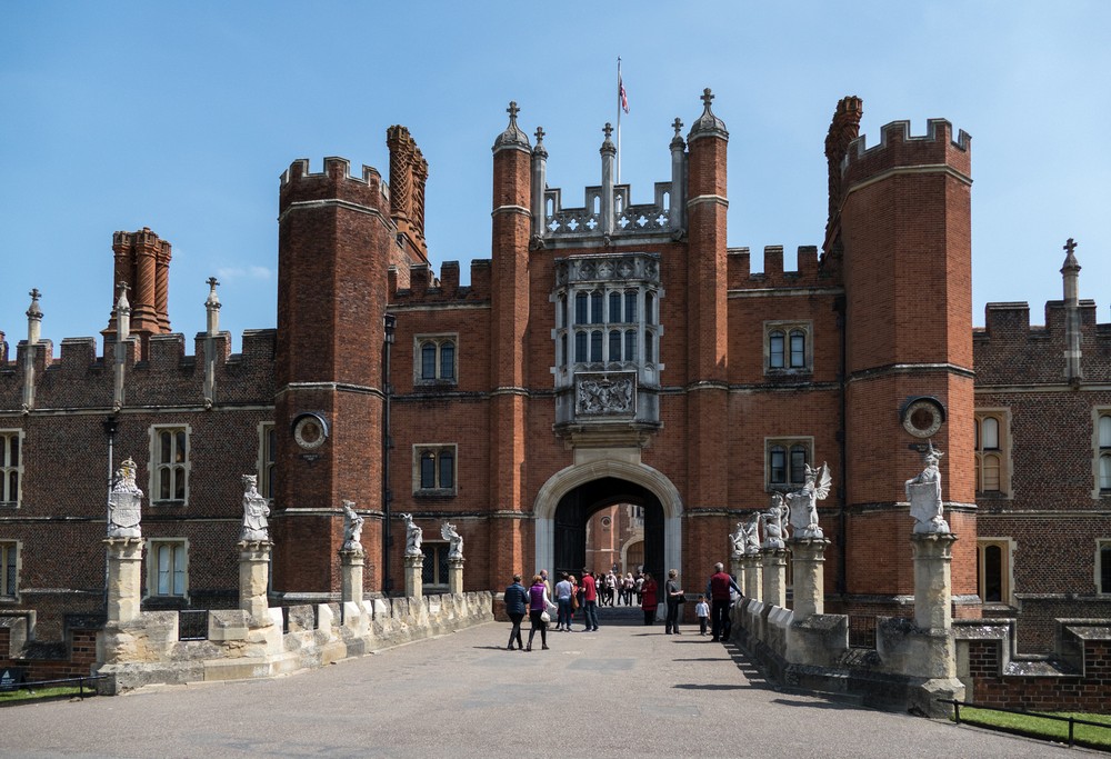 Main entrance.<br />Hampton Court Palace.<br />May 27, 2016 - East Molesey, Surrey, UK