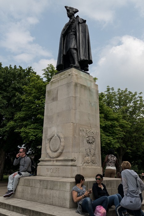 Statue of General Wolfe who beat the French at Quebec and secured Canada for the British.<br />May 28, 2016 - Greenwich, UK.