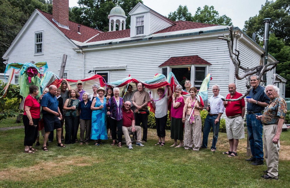 Joan, Nancy S., Sam, Barbara, John H., Elizabeth, Conrad, Joyce,  Nancy C., Pam, Selena, Deb, Ray, Kathleen, Chaffee, Nell, Priscilla, John S., Muriel, Richard, Bill, Paul, and Tom.<br />Deb and Ray's farewell party.<br />July 1, 2016 - At Leslie's in Newburyport, Massachusetts.