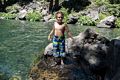 Matthew ready to jump into pool below Upper Falls.<br />July 20, 2016 - Along the shore of the McCloud River, California.