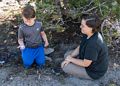 Matthew brought back some snow for Miranda.<br />Short hike above Panther Meadow parking area.<br />July 20, 2016 - Mount Shasta, California.