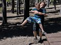 Matthew and Miranda horsing around.<br />July 21, 2016 - At Medicine Lake, Siskiyou County, California.