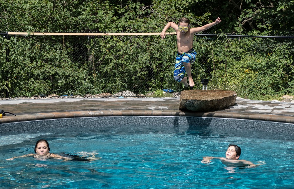 Miranda, Matthew, and Marks.<br />Partial family get-together at the pool.<br />Aug. 11, 2016 - At Carl and Holly's in Mendon, Massachusetts.