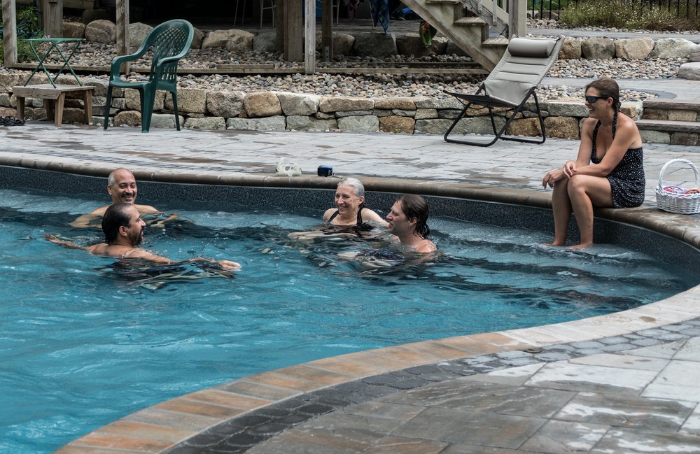 Carl, Eric, Joyce, Henry, and Holly.<br />Partial family get-together at the pool.<br />Aug. 11, 2016 - At Carl and Holly's in Mendon, Massachusetts.