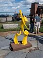 Gary Rathmell's sculpture 'Stepping Out' won the best in show prize.<br />Range Lights Community Sculpture Garden unvailing and reception.<br />Sep. 11, 2016 - Newburyport Art Assiciation, Newburyport, Massachusetts.