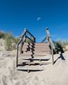 Stairs at end of boardwalk at beach.<br />(Moon shot at different focal length.)<br />Walk north of parking lot #6.<br />Sep. 22, 2016 - Parker River National Wildlife Refuge, Plum Island, Massachusetts.