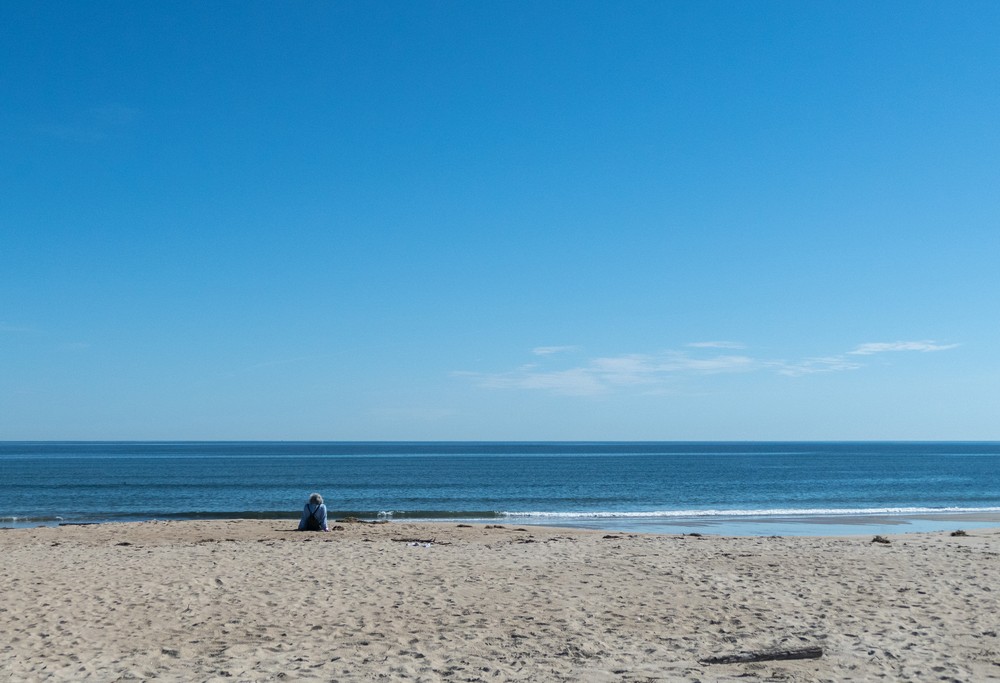 Joyce enjoying the beach.<br />Walk north of parking lot #6.<br />Sep. 22, 2016 - Parker River National Wildlife Refuge, Plum Island, Massachusetts.