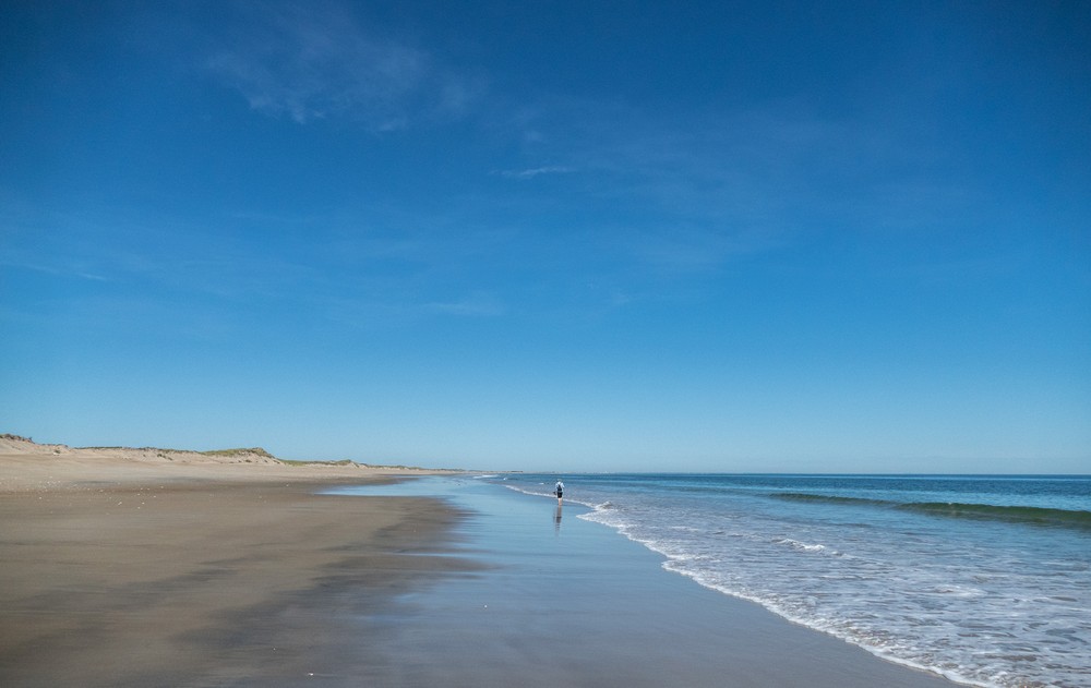 Joyce heading north.<br />Walk north of parking lot #6.<br />Sep. 22, 2016 - Parker River National Wildlife Refuge, Plum Island, Massachusetts.