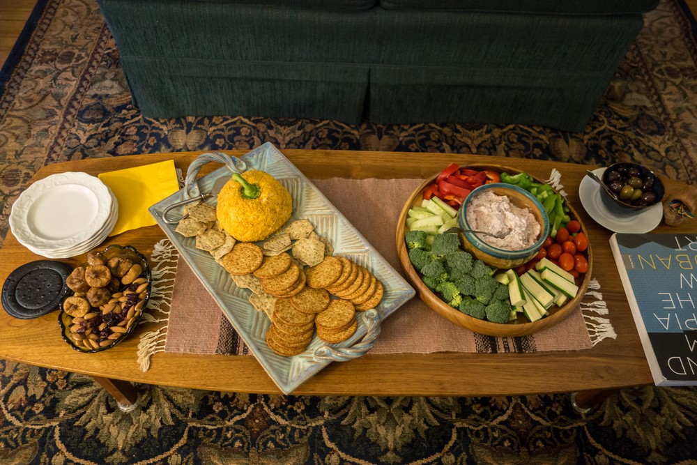 Appetizers by Kathie and Joyce.<br />Oct. 12, 2016 - At home in Merrimac, Massachusetts.