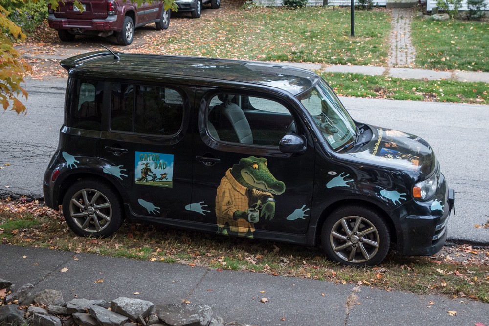 Brian Lies' car.<br />Author/Illustrator party.<br />Oct. 16, 2016 - At home in Merrimac, Massachusetts.