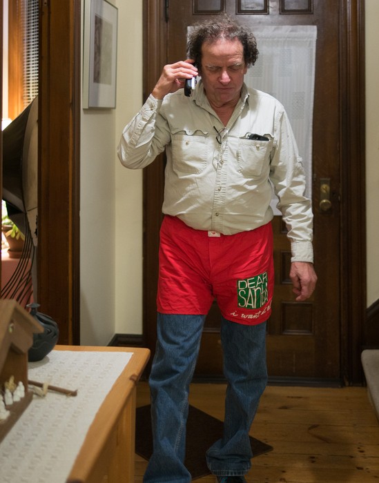 Paul sporting his Dear Santa underwear.<br />Dec. 25, 2016 - At home in Merrimac, Massachusetts.