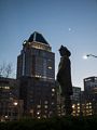 Fireman sculpture in twilight.<br />Jan. 1, 2017 - Baltimore, Maryland