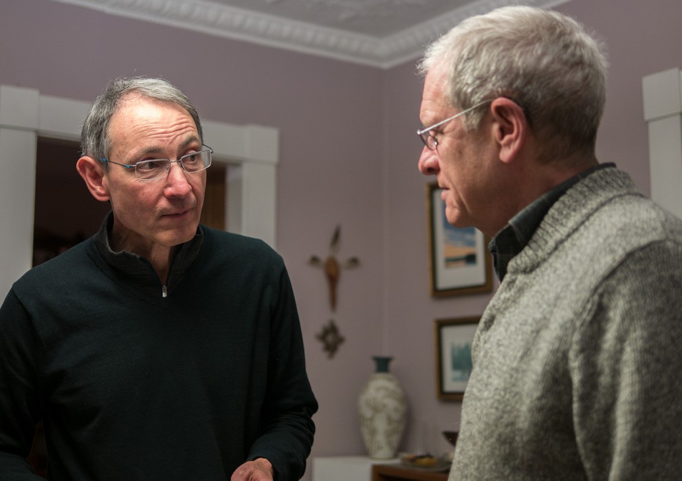 Oscar and Lance.<br />A gathering of friends.<br />Feb. 11, 2017 - At home in Merrimac, Massachusetts.